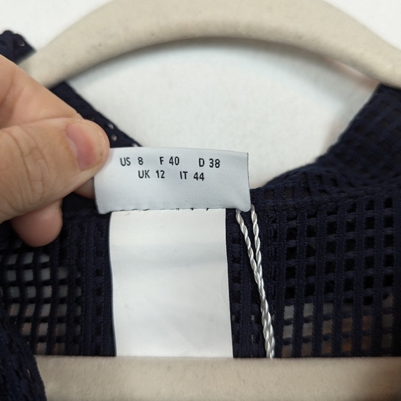 NWT Akris Punto Navy Techno Grid Collared Blouse - Picture 7 of 9